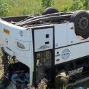 В Омской области на трассе Тюкалинск-Большие Уки опрокинулся в кювет рейсовый автобус