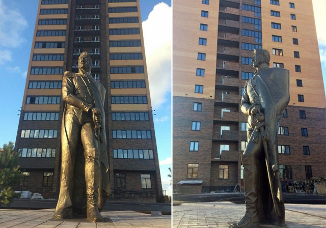 В Омске на улице Багратиона установили двухметровую статую полководца